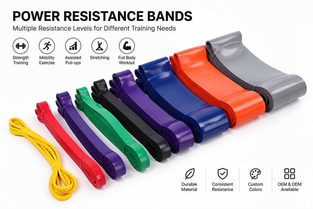 Power resistance bands with different resistance levels